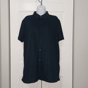 Calvin Klein Men's Dark Sapphire Button up short sleeve top Size Large nautical